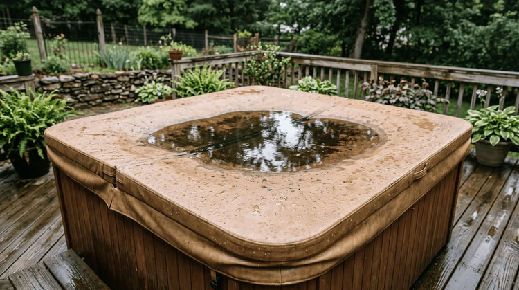 Rainwater pooling in the center of a hot tub cover